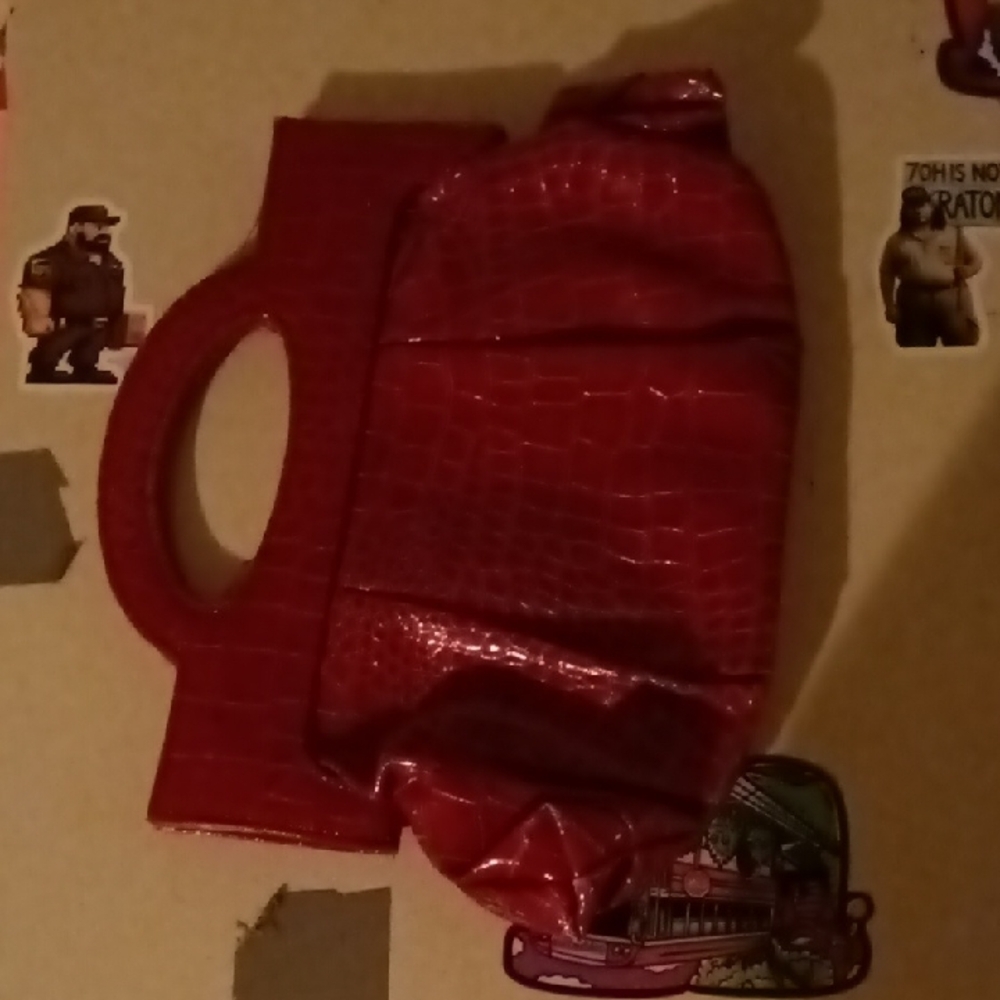 Red Crocodile-Embossed Tote Bag